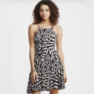 Aeropostale black and white abstract print smocked sundress size XS